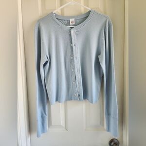 Re/done Hanes 50’s Cropped Buttoned Cardigan Long Sleeve Size Small